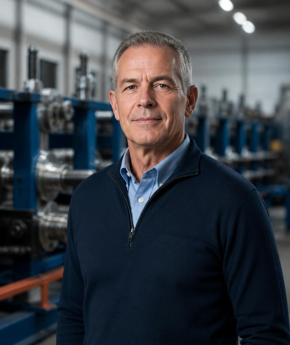 Placeholder portrait of Scott Baker, consulting engineer, in a tube mill plant